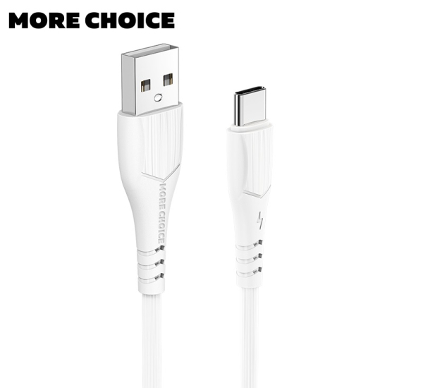 Купить Дата-кабель USB 2.4A для Type-C More choice K22a TPE 1м (White)